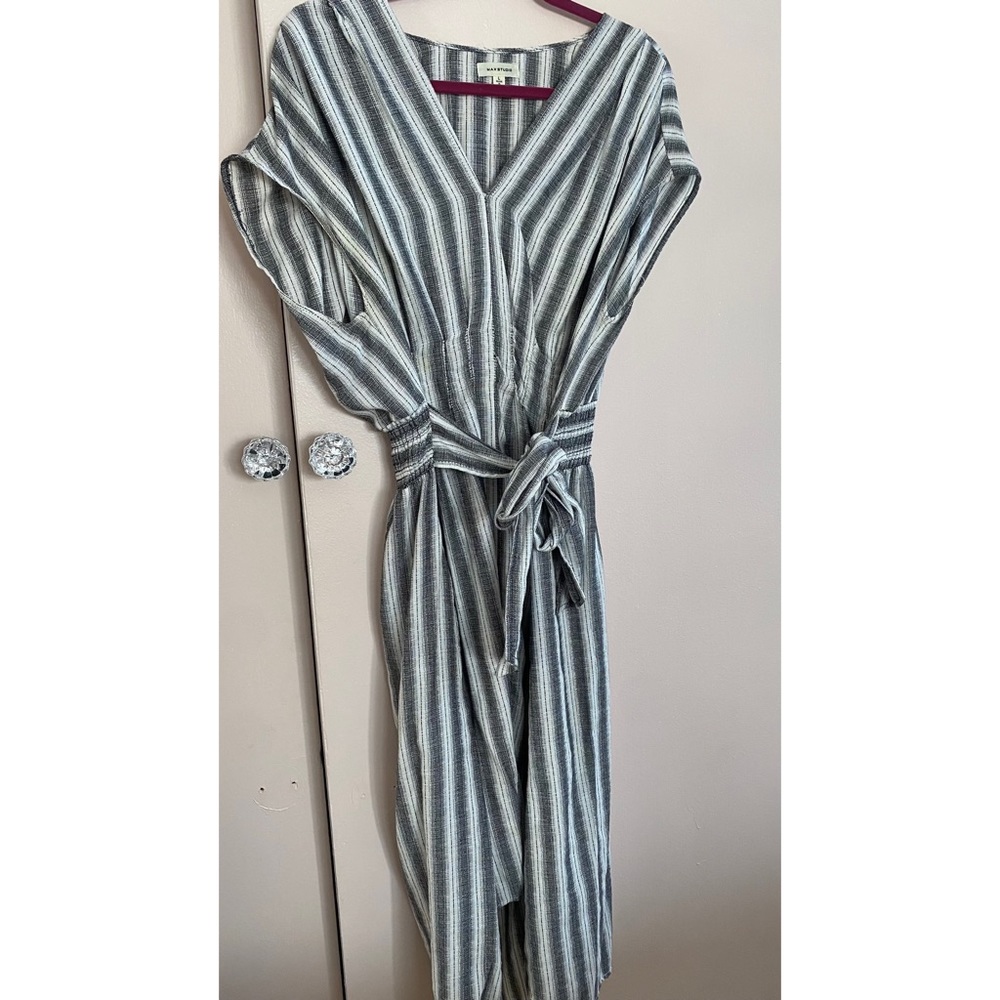 Striped faux linen dress